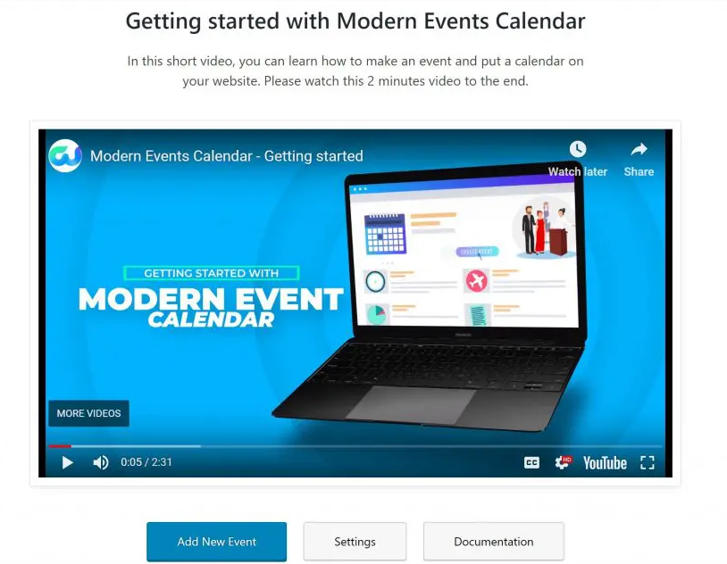Modern event calendar