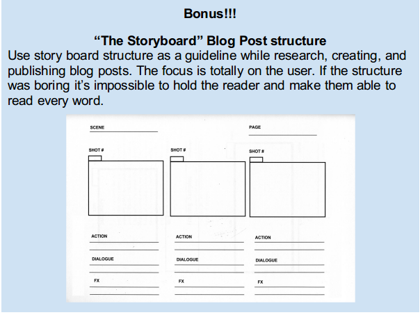 Story boardblog post structure