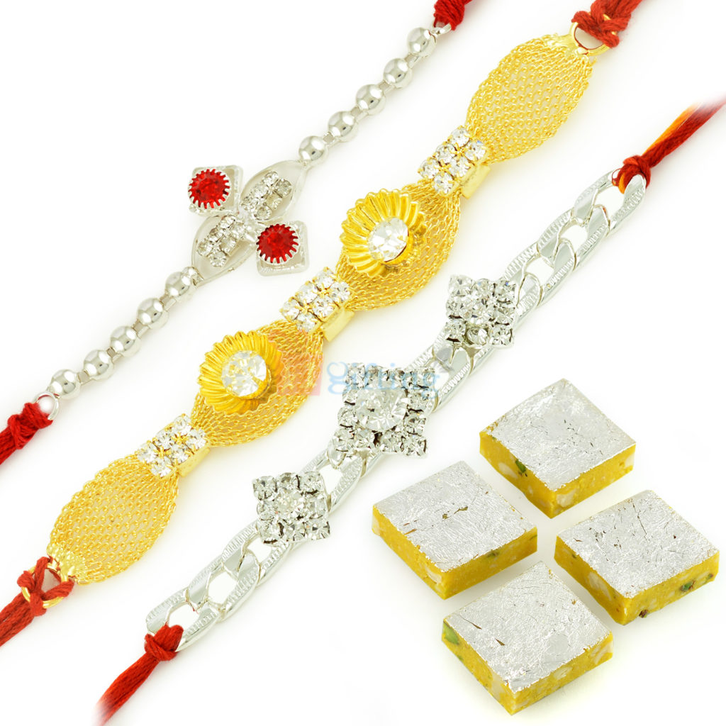 Pure Silver Rakhi with Sweet